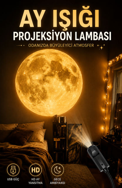 Ay lambası dünya gezegen projektör 360 dönebilen braketi USB şarj edilebilir Led lamba gece lambası