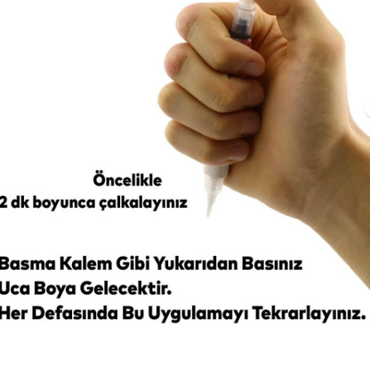 Araç Oto Rötuş Kalemi 5 ml Kaporta Tampon Çizik Giderici Fırça Metalik Beyaz Renk Boya Kalemi